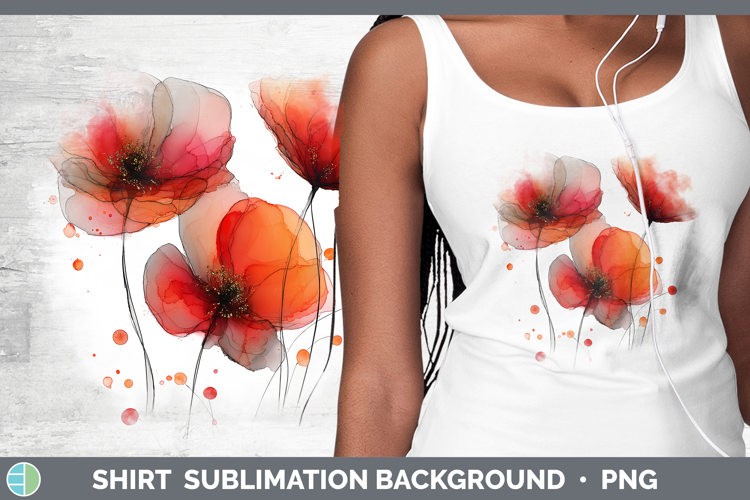 Poppy Flowers 02 Alcohol Ink Shirt Sublimation Design