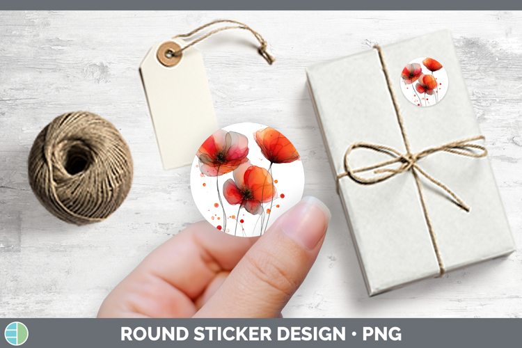 Poppy Flowers 02 Alcohol Ink Stickers Design