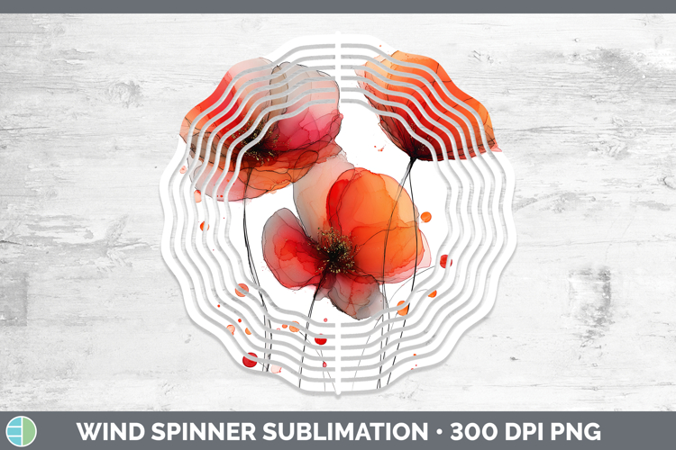 Poppy Flowers 02 Alcohol Ink Wind Spinner Sublimation Design