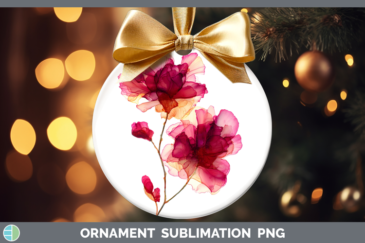 Rose Flowers 02 Alcohol Ink Ornament Sublimation Design