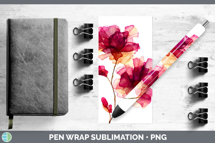 GorgeousFlowers 02 Alcohol Ink Pen Wrap design.