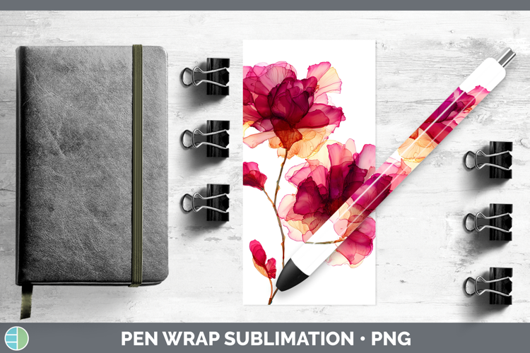 Rose Flowers 02 Alcohol Ink Pen Wrap Sublimation Design