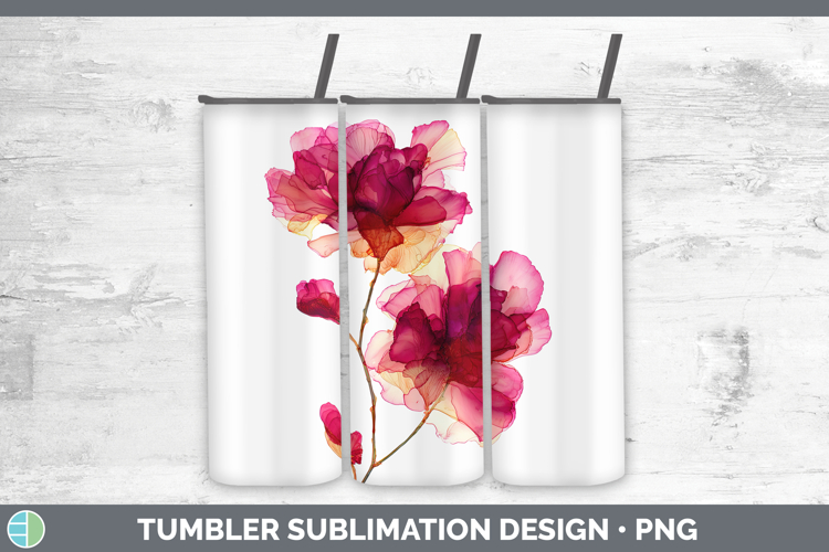 Rose Flowers 02 Alcohol Ink Tumbler Sublimation Design