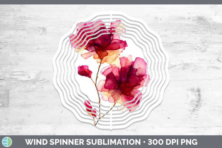 Rose Flowers 02 Alcohol Ink Wind Spinner Sublimation Design