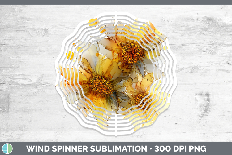 Sunflower Flowers 02 Alcohol Ink Wind Spinner Sublimation De