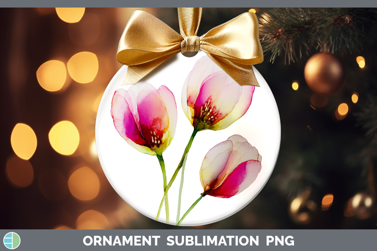 Tulip Flowers 02 Alcohol Ink Ornament Sublimation Design