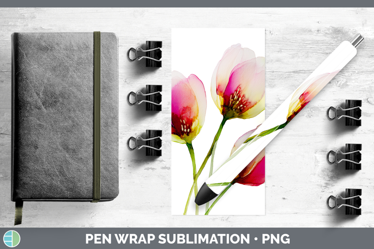 Tulip Flowers 02 Alcohol Ink Pen Wrap Sublimation Design