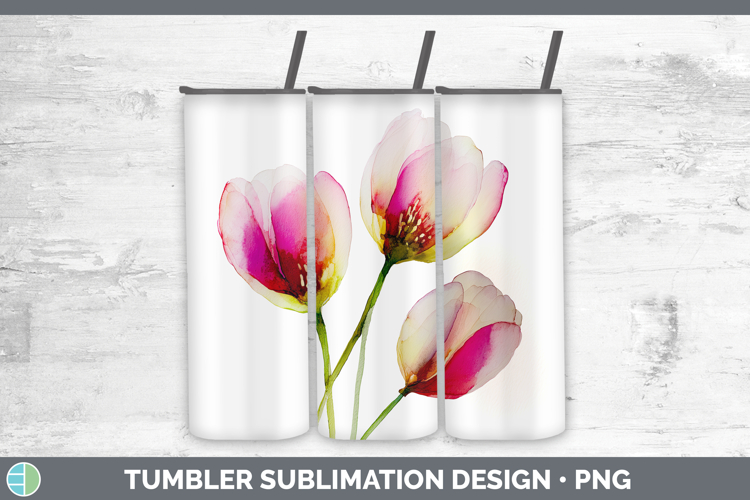 Tulip Flowers 02 Alcohol Ink Tumbler Sublimation Design