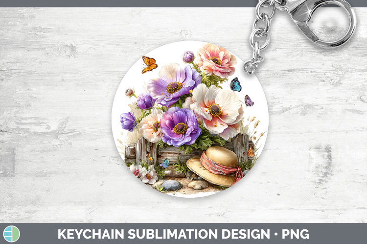 Flowers 02 Bandana Summer Anemone Keychain Sublimation Keyri