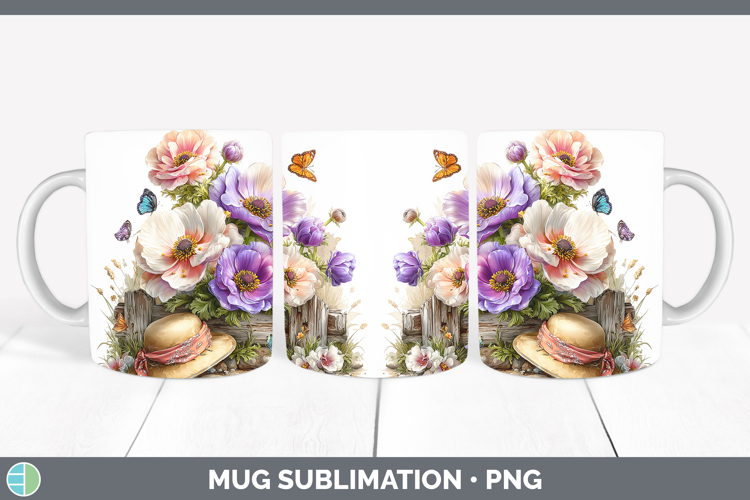 Flowers 02 Bandana Summer Anemone Mug Wrap Sublimation Coffe