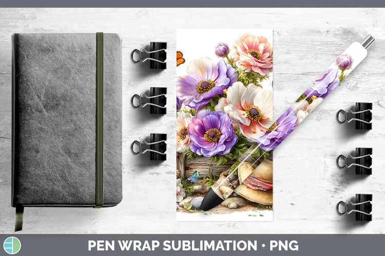 Flowers 02 Bandana Summer Anemone Pen Wrap Sublimation Pen D