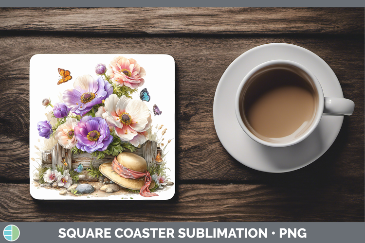Flowers 02 Bandana Summer Anemone Square Coaster Sublimation