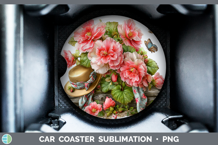 Flowers 02 Bandana Summer Begonia Car Coaster Sublimation D