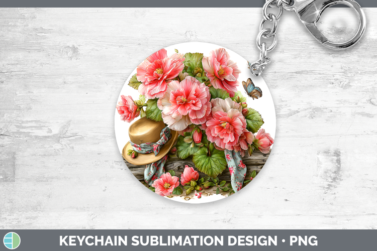 Flowers 02 Bandana Summer Begonia Keychain Sublimation Keyri