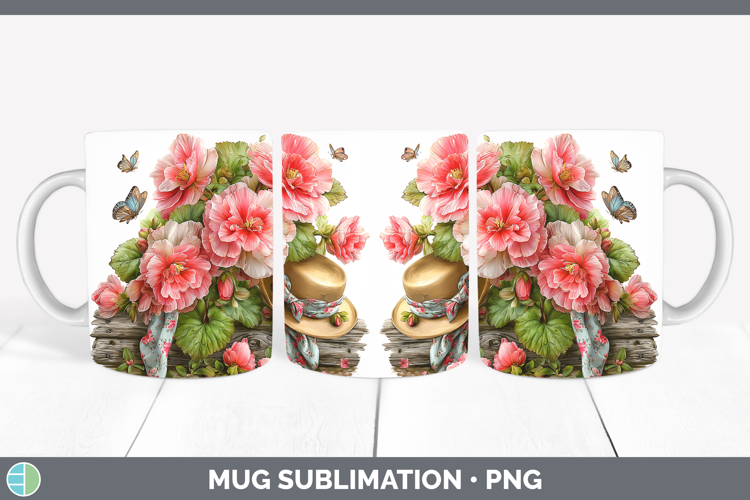 Flowers 02 Bandana Summer Begonia Mug Wrap Sublimation Coffe