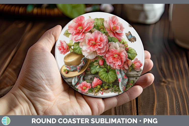 Flowers 02 Bandana Summer Begonia Round Coaster Sublimation