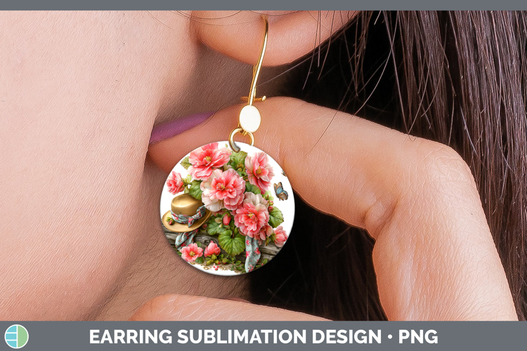 Flowers 02 Bandana Summer Begonia Round Earrings Sublimation