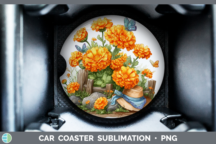 Flowers 02 Bandana Summer Calendula Car Coaster Sublimation