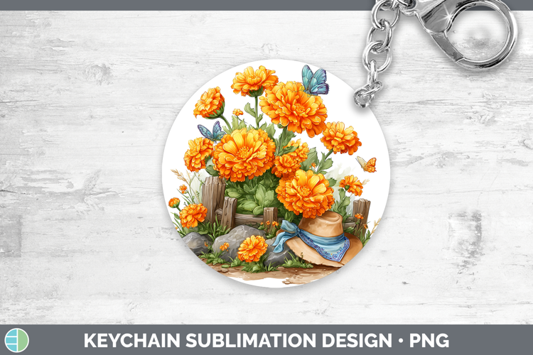 Flowers 02 Bandana Summer Calendula Keychain Sublimation Key