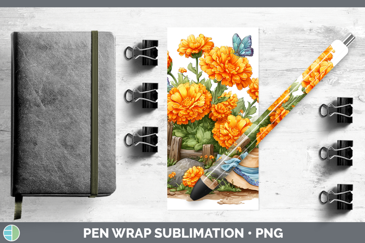 Flowers 02 Bandana Summer Calendula Pen Wrap Sublimation Pen