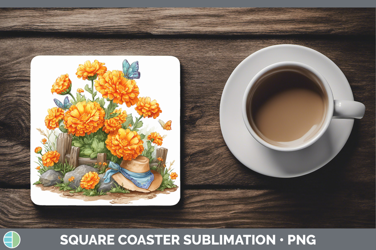 Flowers 02 Bandana Summer Calendula Square Coaster Sublimati
