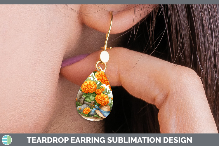 Flowers 02 Bandana Summer Calendula Teardrop Earrings Sublim