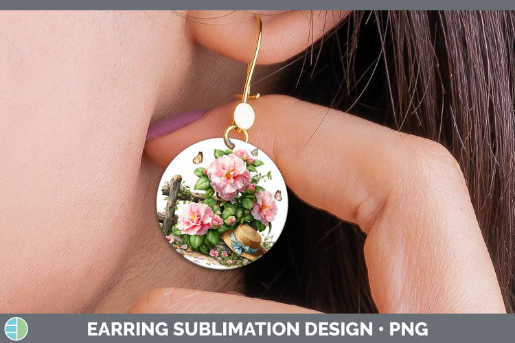 Flowers 02 Bandana Summer Camellia Round Earrings Sublimatio