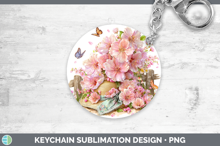 Flowers 02 Bandana Summer Cherry Blossom Keychain Sublimatio