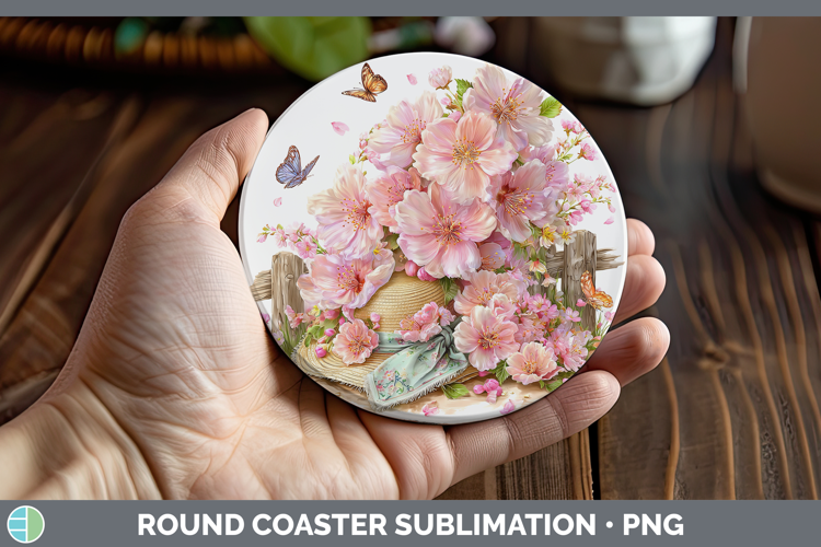 Flowers 02 Bandana Summer Cherry Blossom Round Coaster Subli