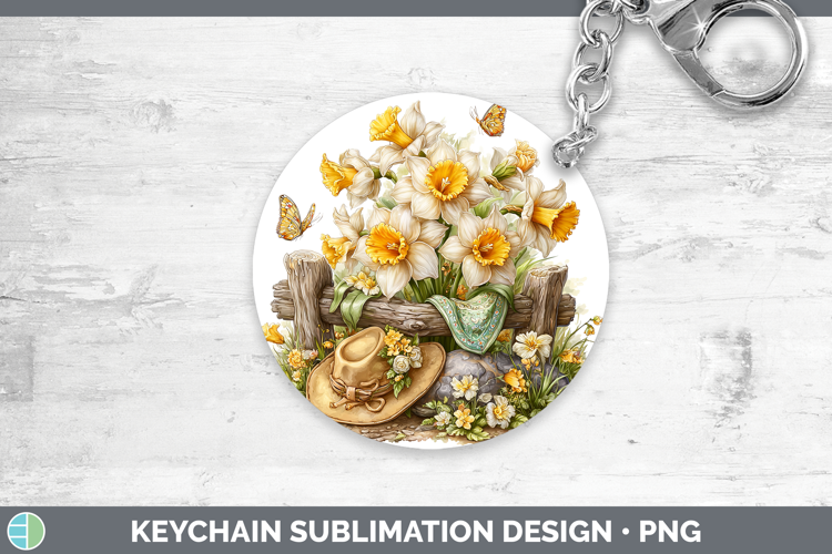 Flowers 02 Bandana Summer Daffodil Keychain Sublimation Keyr