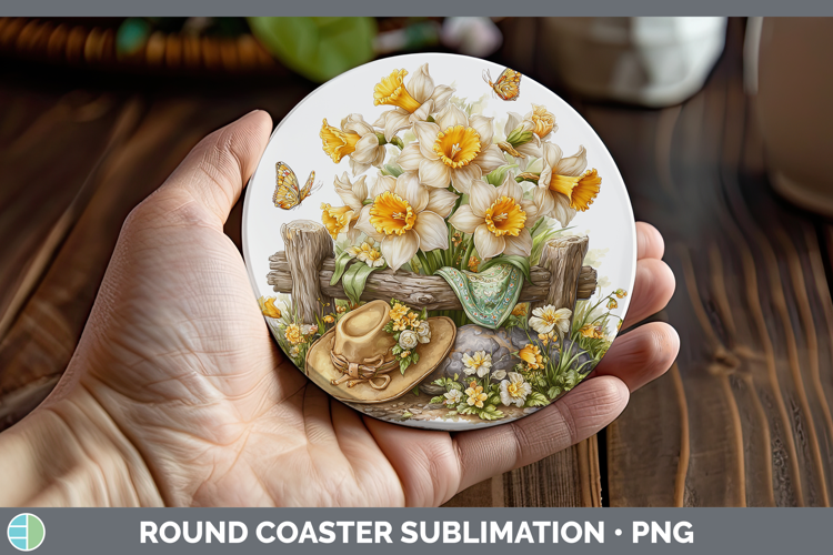 Flowers 02 Bandana Summer Daffodil Round Coaster Sublimation
