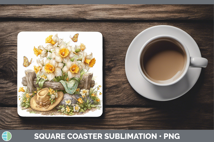 Flowers 02 Bandana Summer Daffodil Square Coaster Sublimatio