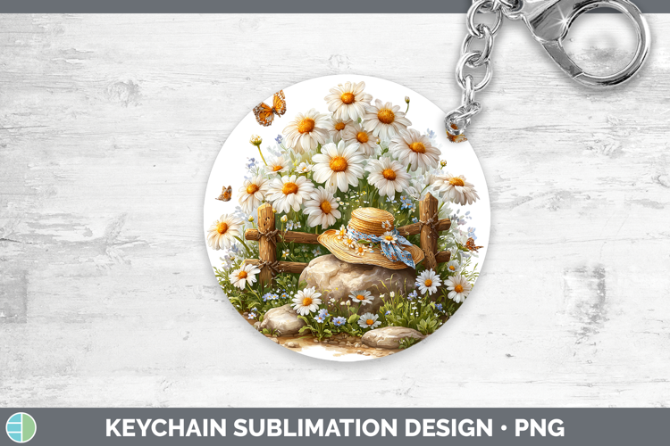 Flowers 02 Bandana Summer Daisy Keychain Sublimation Keyring