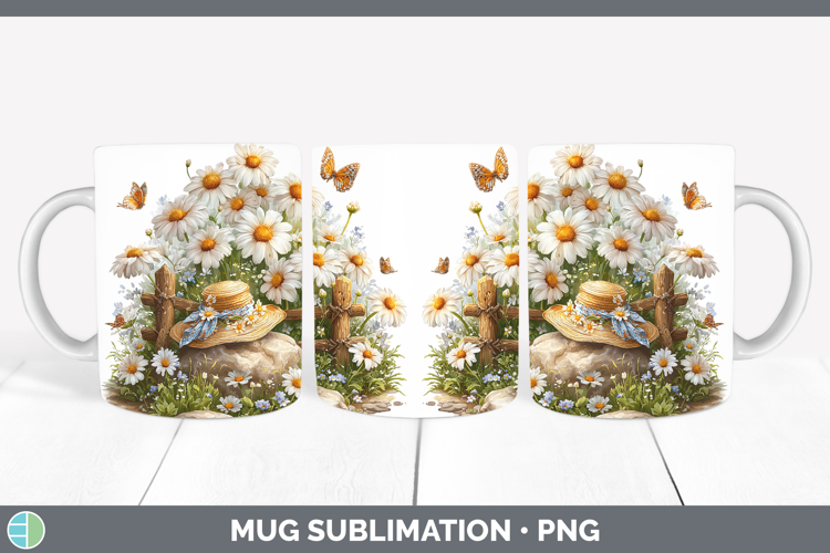 Flowers 02 Bandana Summer Daisy Mug Wrap Sublimation Coffee