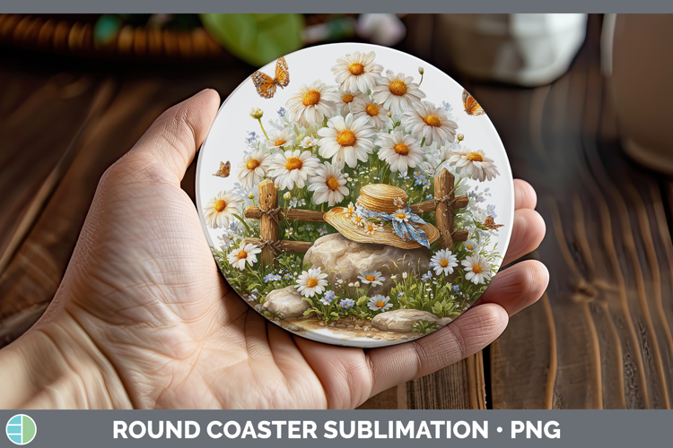Flowers 02 Bandana Summer Daisy Round Coaster Sublimation Co