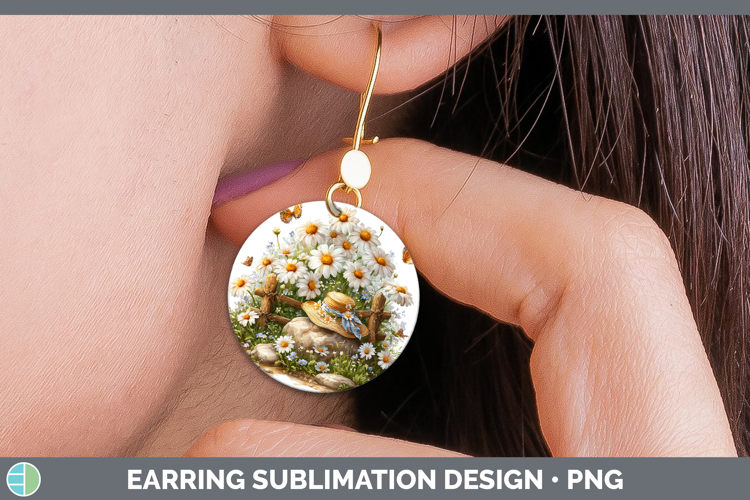 Flowers 02 Bandana Summer Daisy Round Earrings Sublimation E