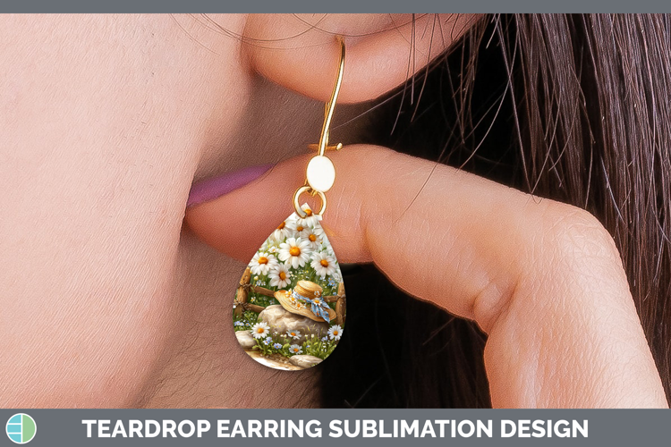 Flowers 02 Bandana Summer Daisy Teardrop Earrings Sublimatio