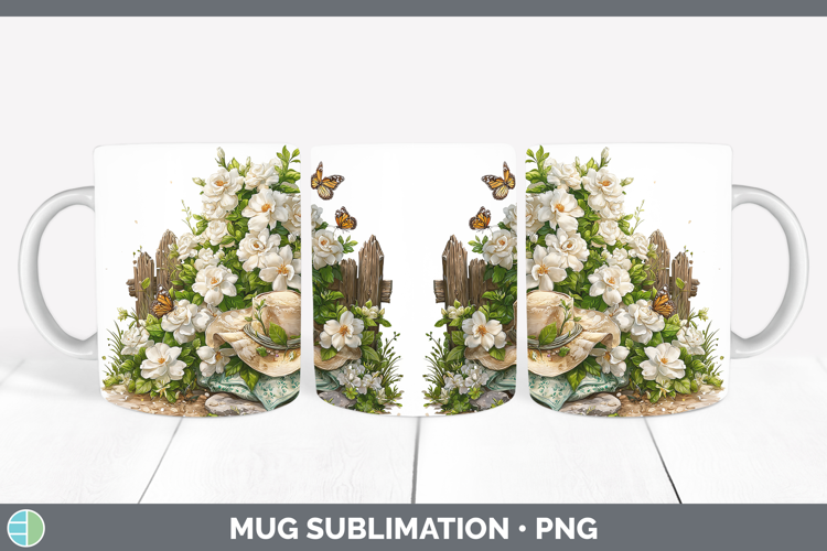 Flowers 02 Bandana Summer Gardenia Mug Wrap Sublimation Coff