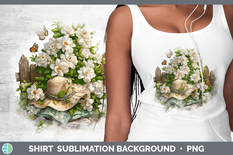 Flowers 02 Bandana Summer Gardenia Shirt Sublimation Backgro