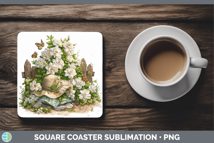 Flowers 02 Bandana Summer Gardenia Square Coaster Sublimatio