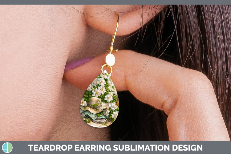 Flowers 02 Bandana Summer Gardenia Teardrop Earrings Sublima