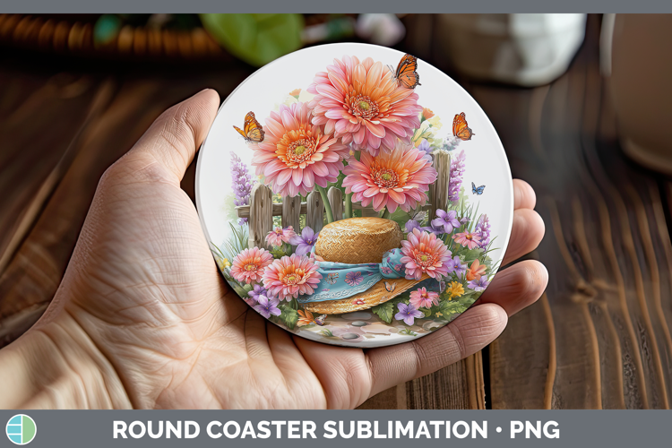 Flowers 02 Bandana Summer Gerbera Daisy Round Coaster Sublim