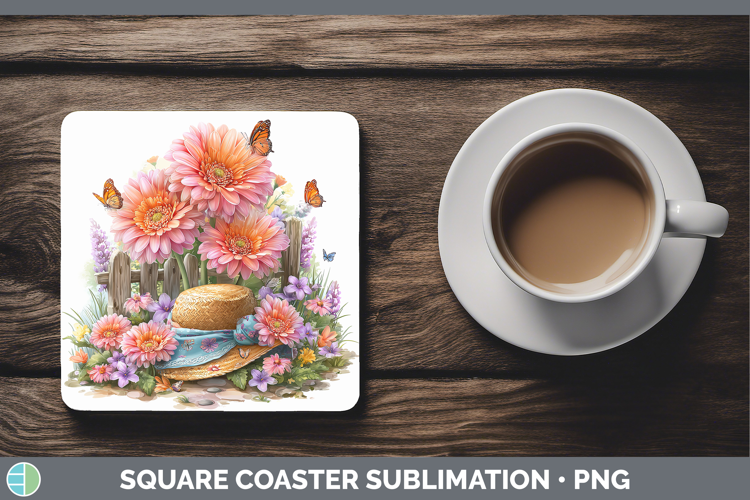 Flowers 02 Bandana Summer Gerbera Daisy Square Coaster Subli