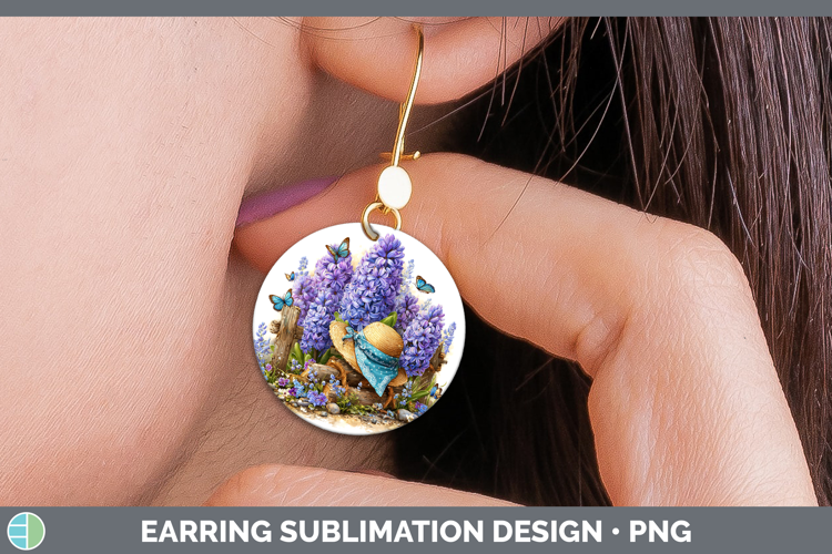 Hyacinth Round Earrings Flowers 02 Bandana Summer Sublimatio
