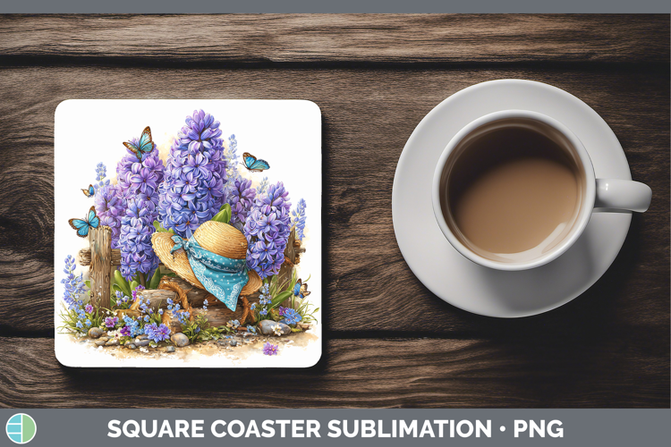 Hyacinth Square Coaster Flowers 02 Bandana Summer Sublimatio