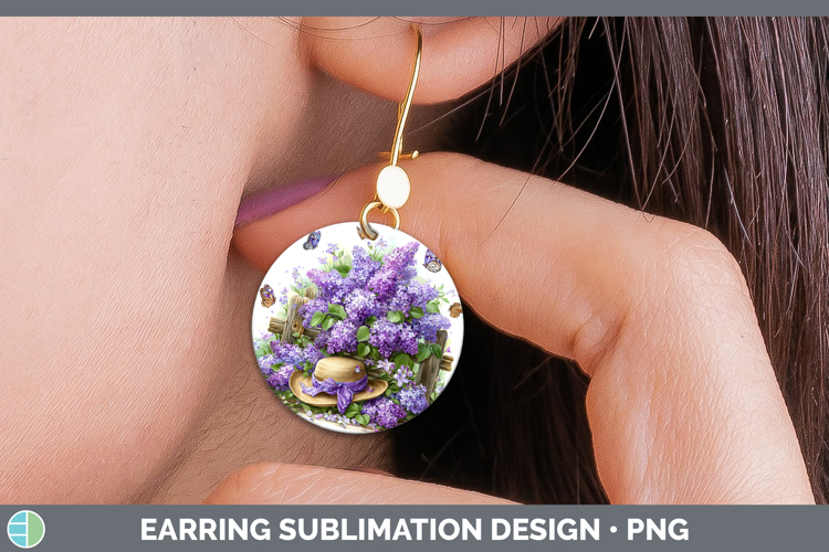 Lilac Round Earrings Flowers 02 Bandana Summer Sublimation E