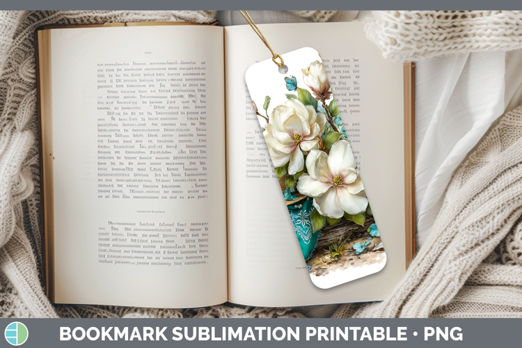 Magnolia Bookmark Flowers 02 Bandana Summer Sublimation Prin