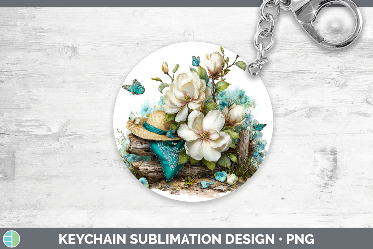 Magnolia Keychain Flowers 02 Bandana Summer Sublimation Keyr