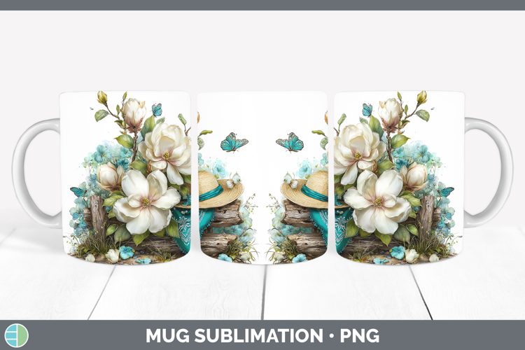 Magnolia Mug Wrap Flowers 02 Bandana Summer Sublimation Coff