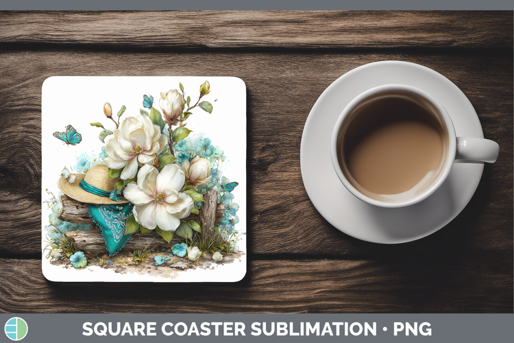 Magnolia Square Coaster Flowers 02 Bandana Summer Sublimatio